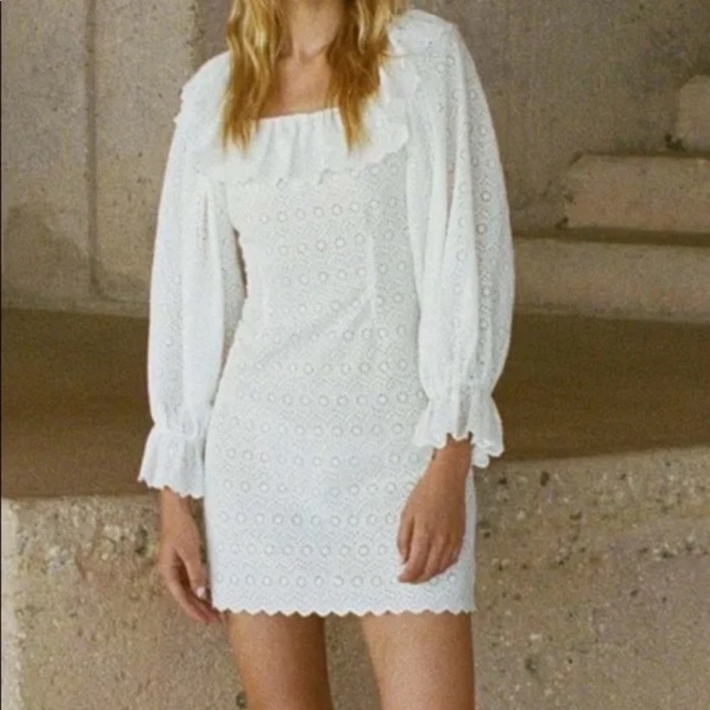 Doen White Eyelet Dress Organic Cotton Handcrafted Large NWT